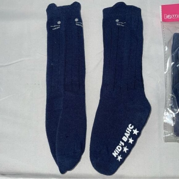 Socks Grip Non-Slip Bottoms Toddler Socks Knee High Cat Face Whiskers Kitten - Picture 2 of 6